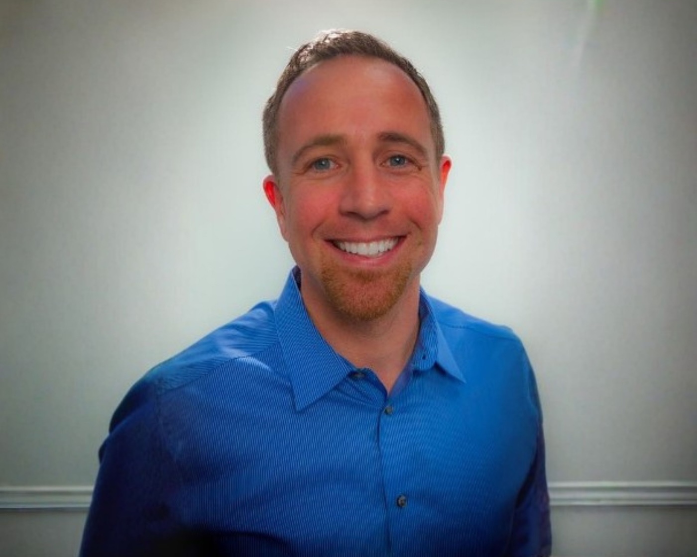 a person in a blue shirt