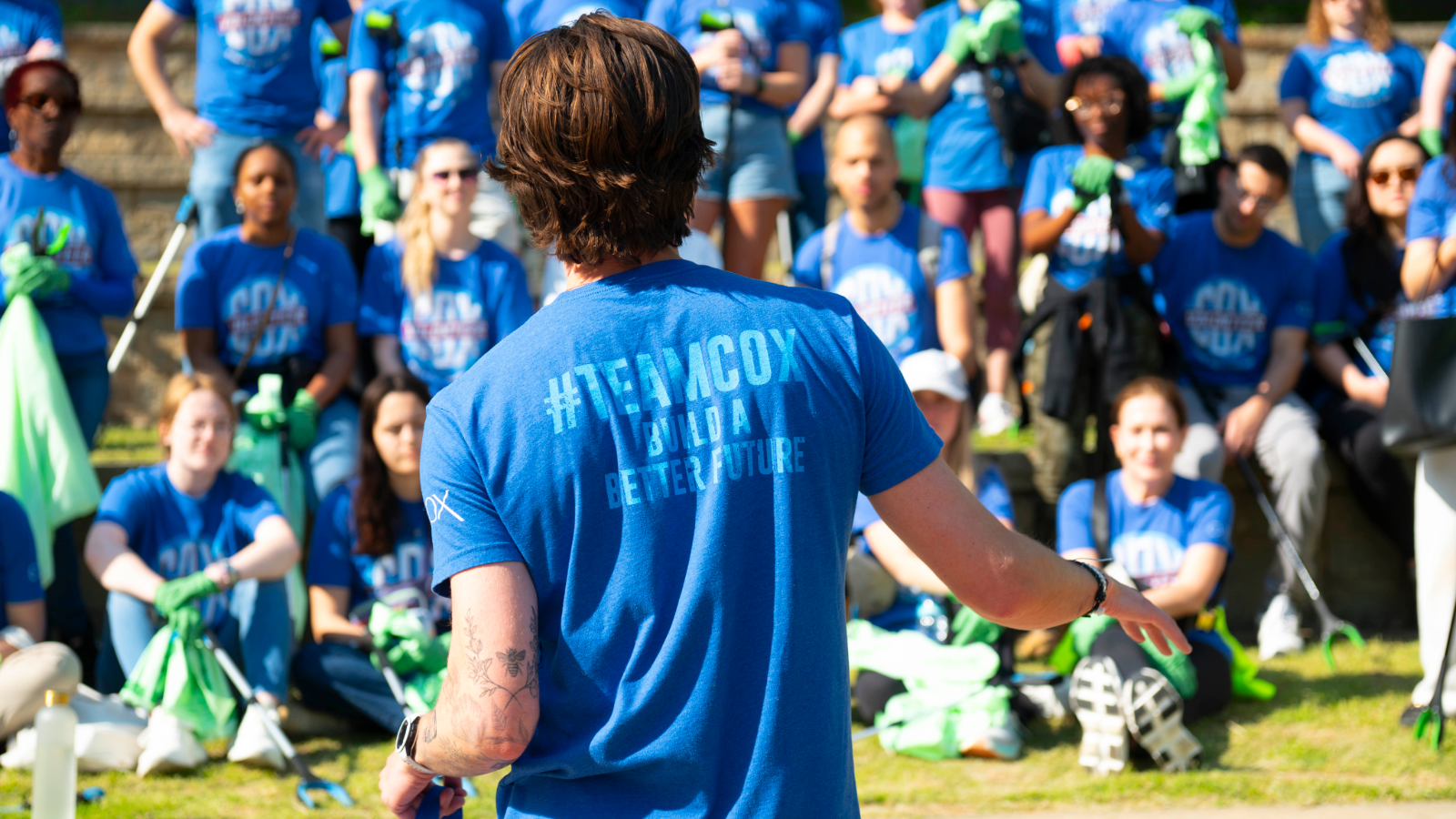 a person in a blue shirt