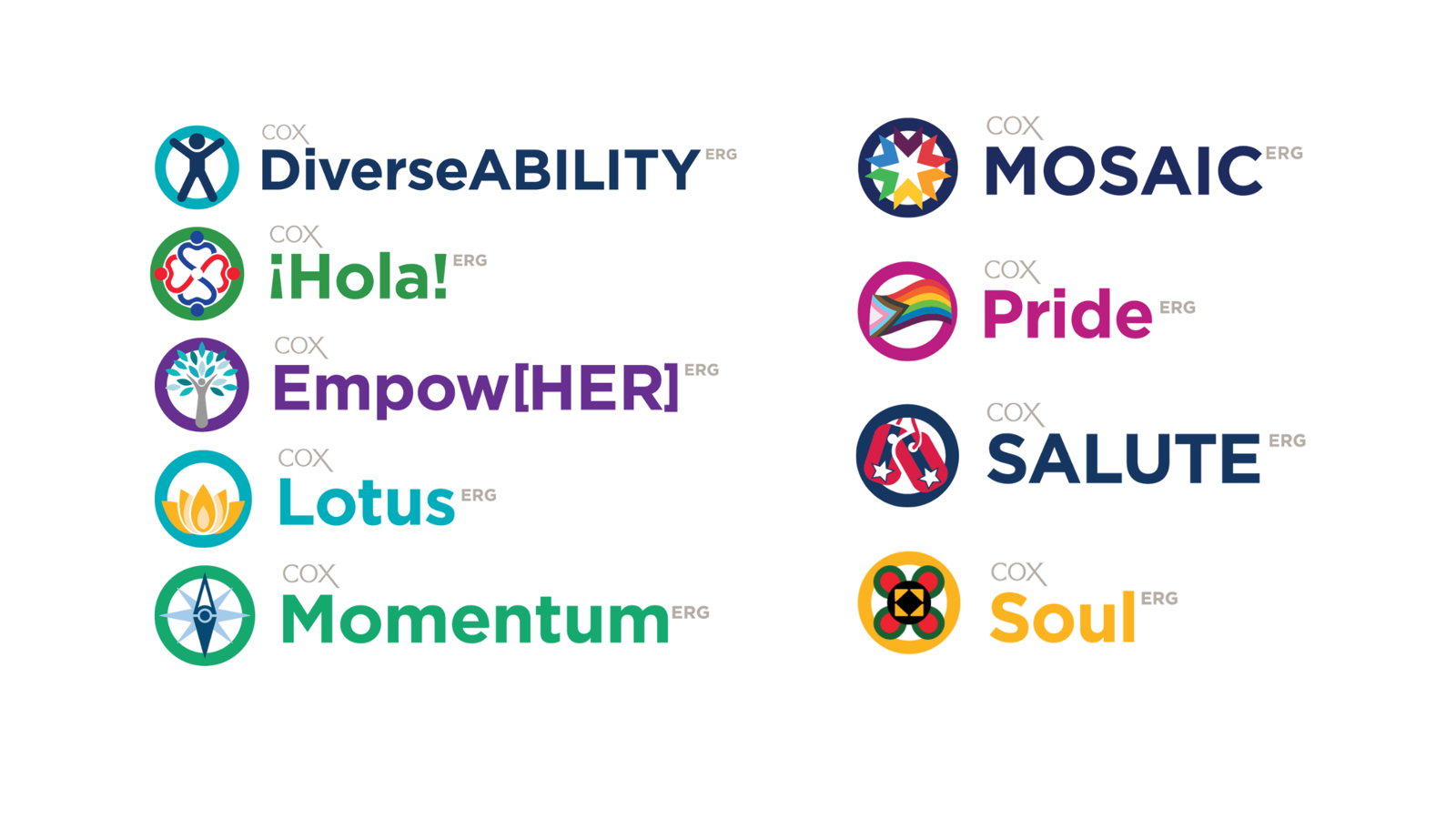 Cox employee resource group logos