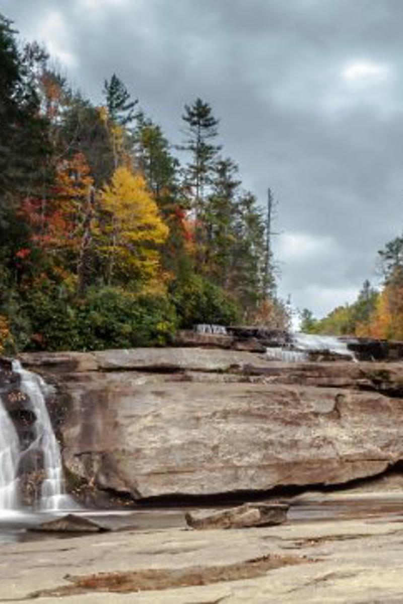 a waterfall in a forest