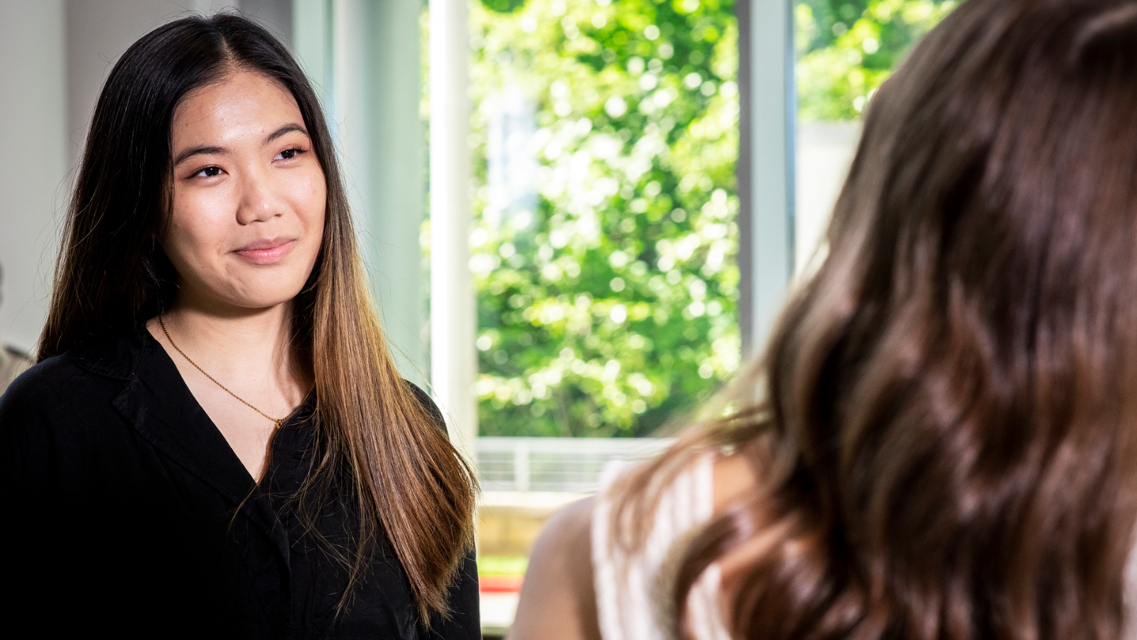 a person looking at another person