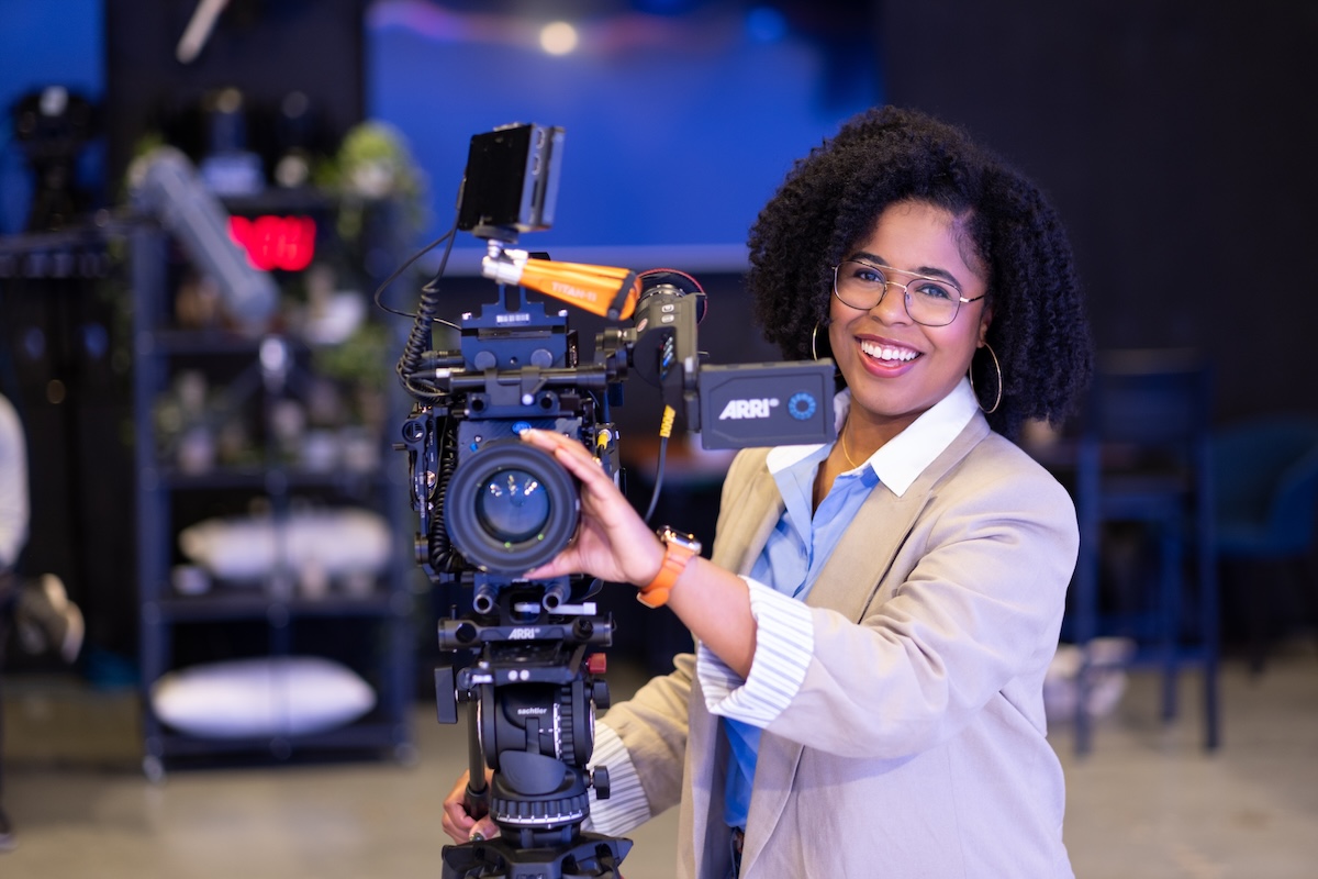 a person holding a camera