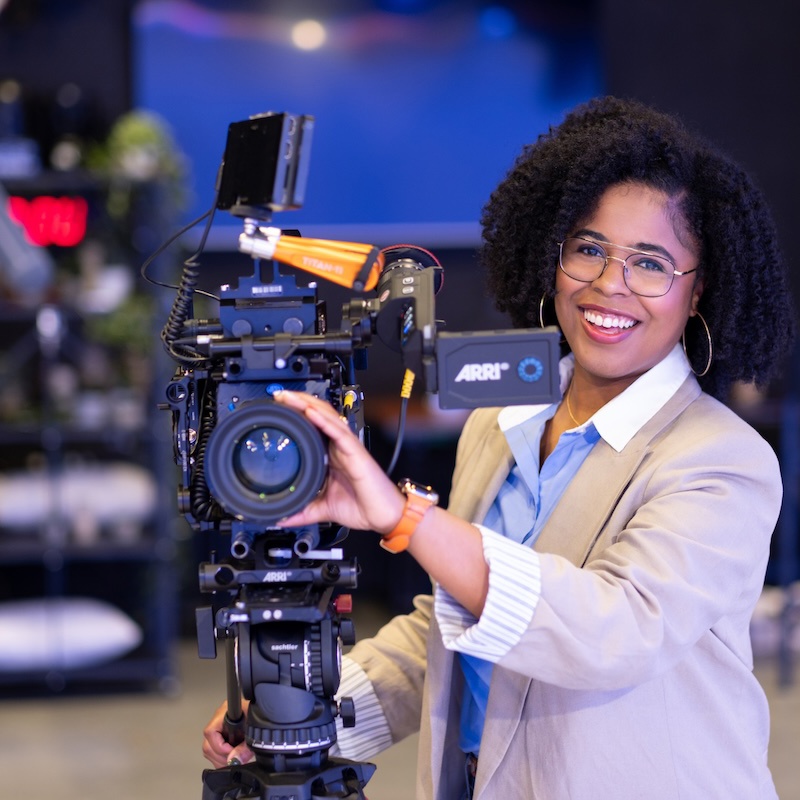 a person holding a camera