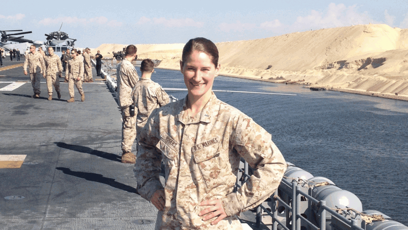Kate Rogers Cox employee in marines uniform