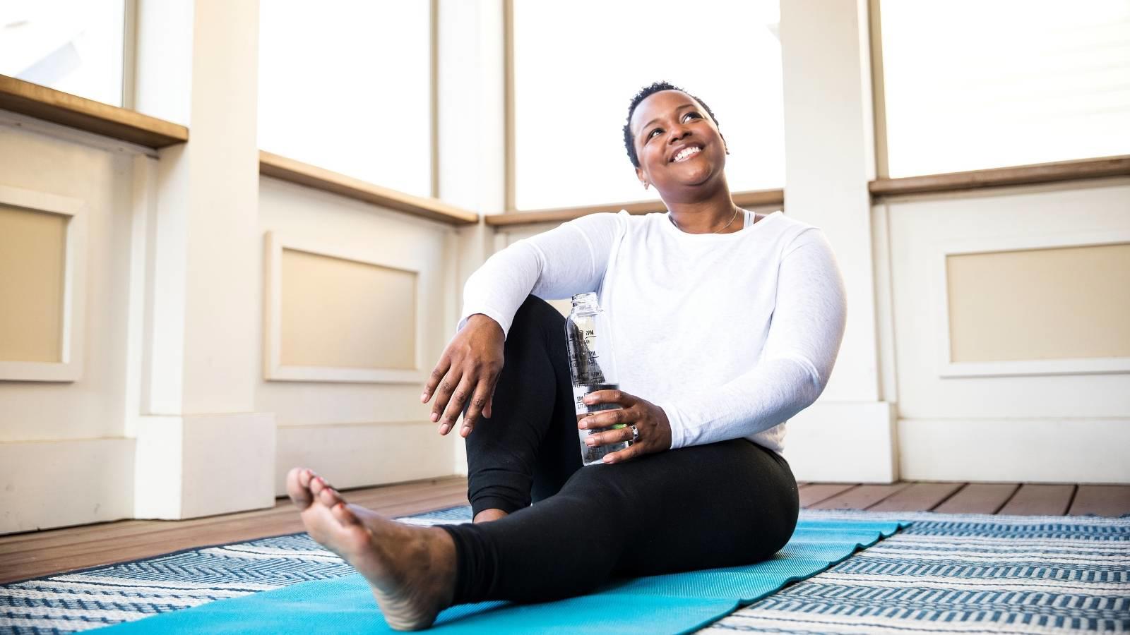 Cox employee practicing yoga