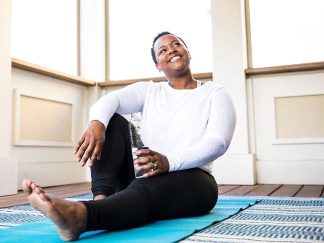 Cox employee practicing yoga