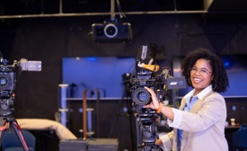 a person holding a camera