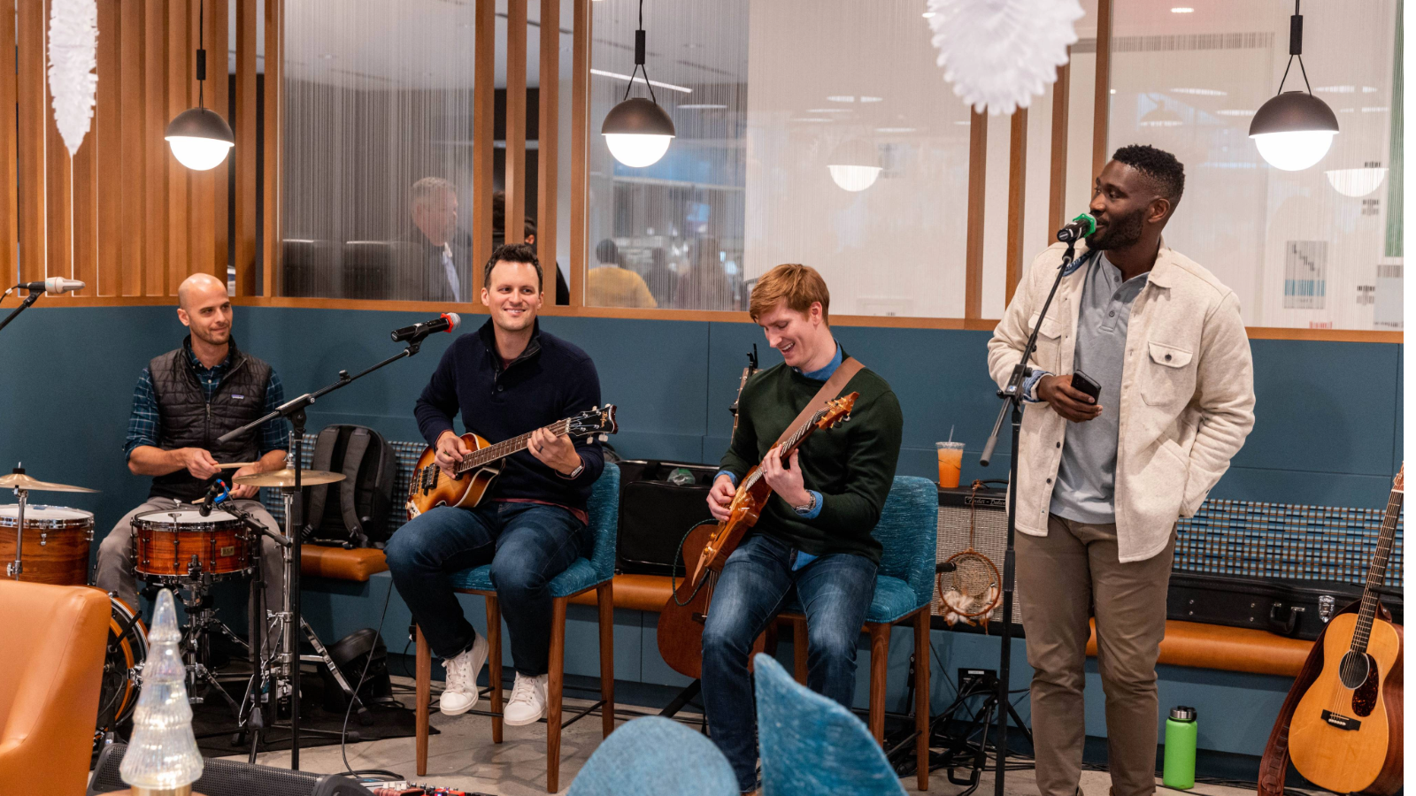 a group of men playing instruments