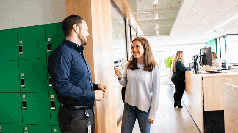 Cox employees socializing on campus