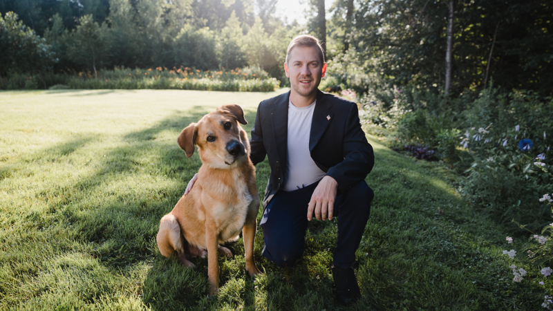 Greg Patch, Cox employee with his dog