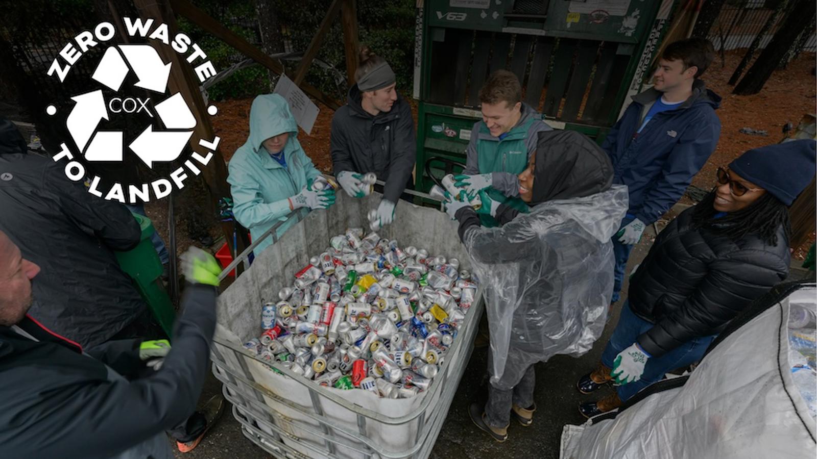 Zero Waste Logo And Cox Employees Recycling