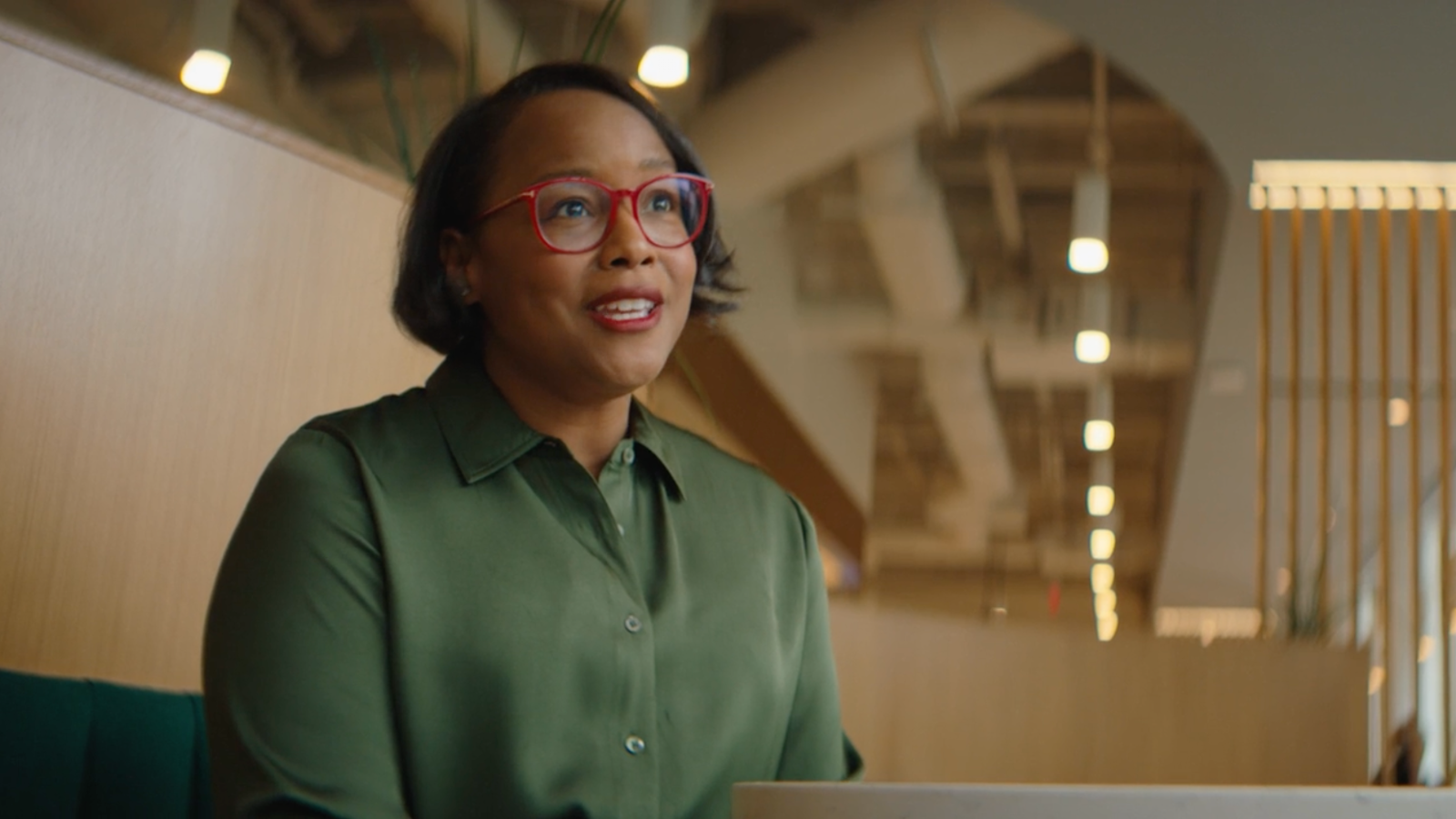 a person in a green shirt