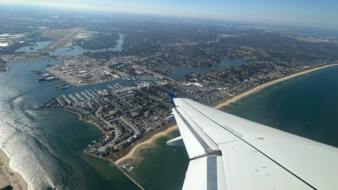View of Hampton Roads from plane window
