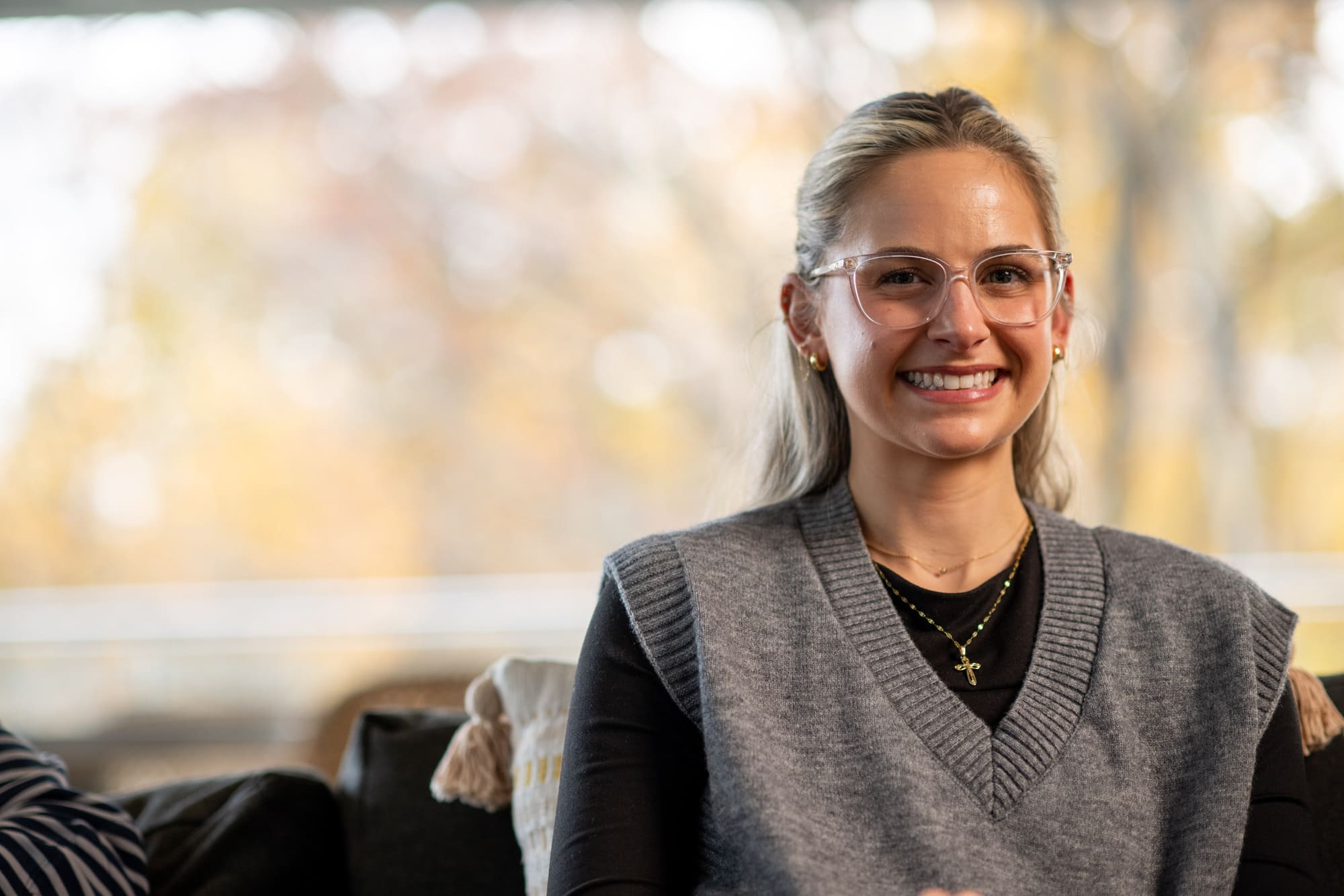 a person smiling at camera