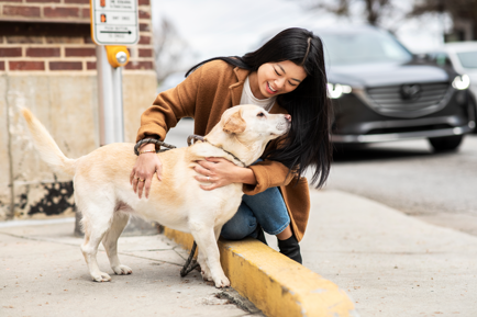 Cox employee with dog