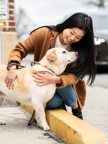 Cox employee with dog