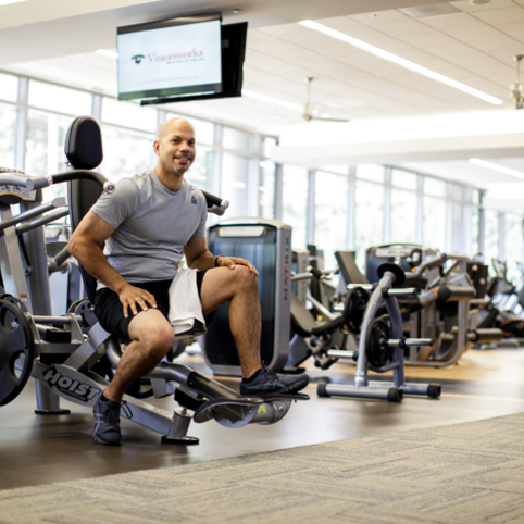 Cox employee working out in the Cox gym