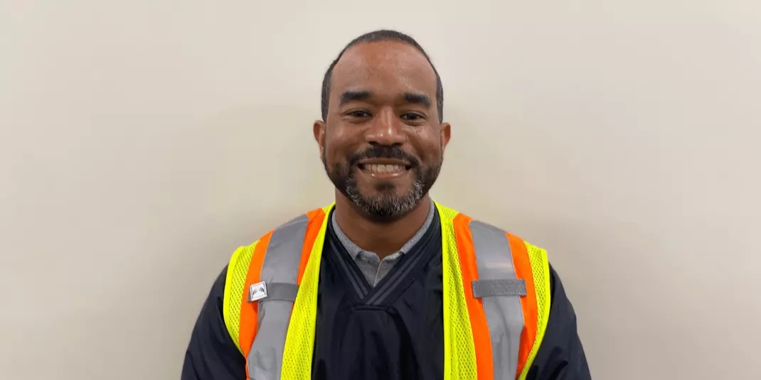 a person wearing a reflective vest