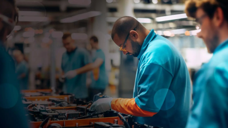 a person working on a machine
