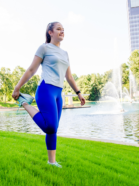 Cox employee working out outside